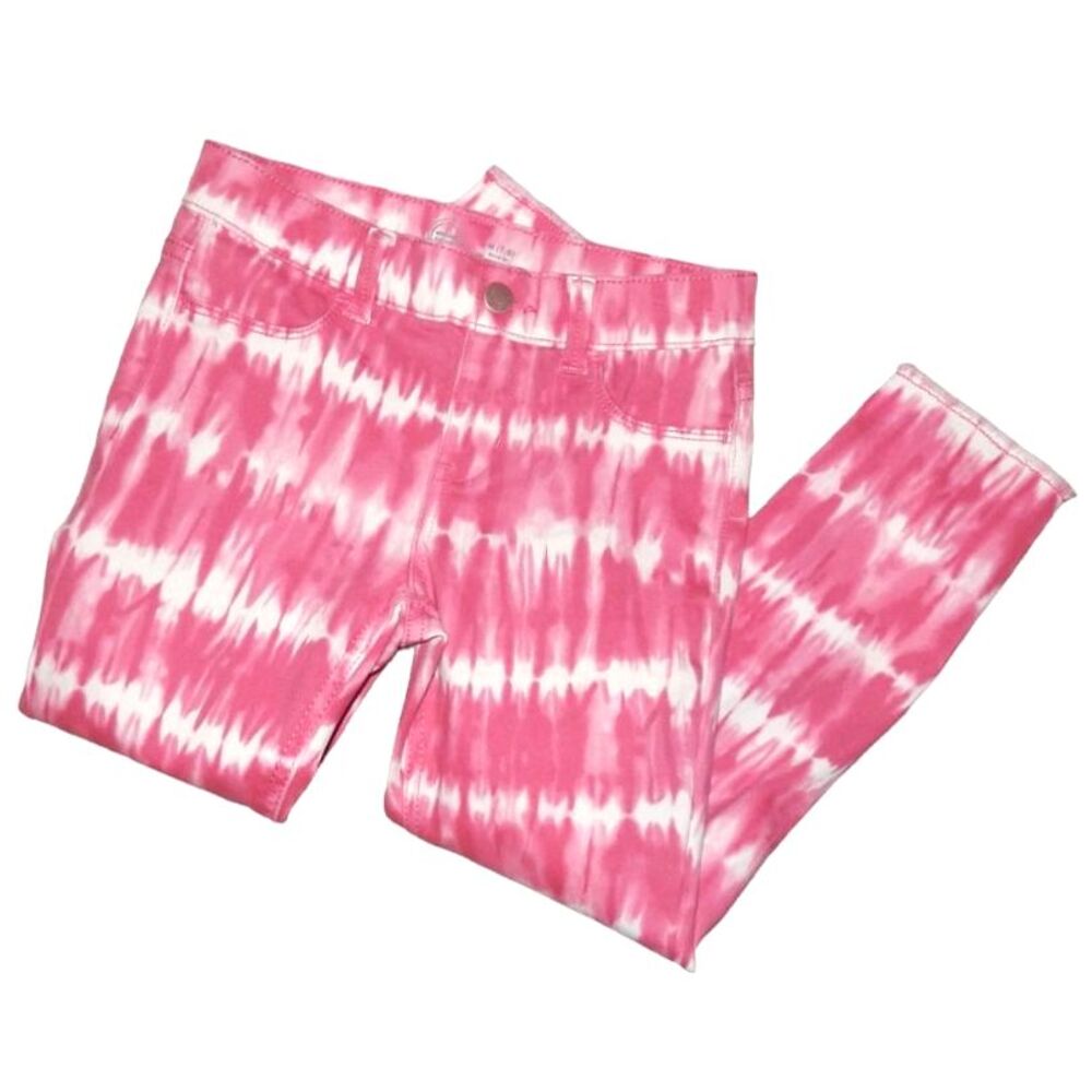 Wonder Nation girls medium 7/8 pink white stripe tie dye jegging pants